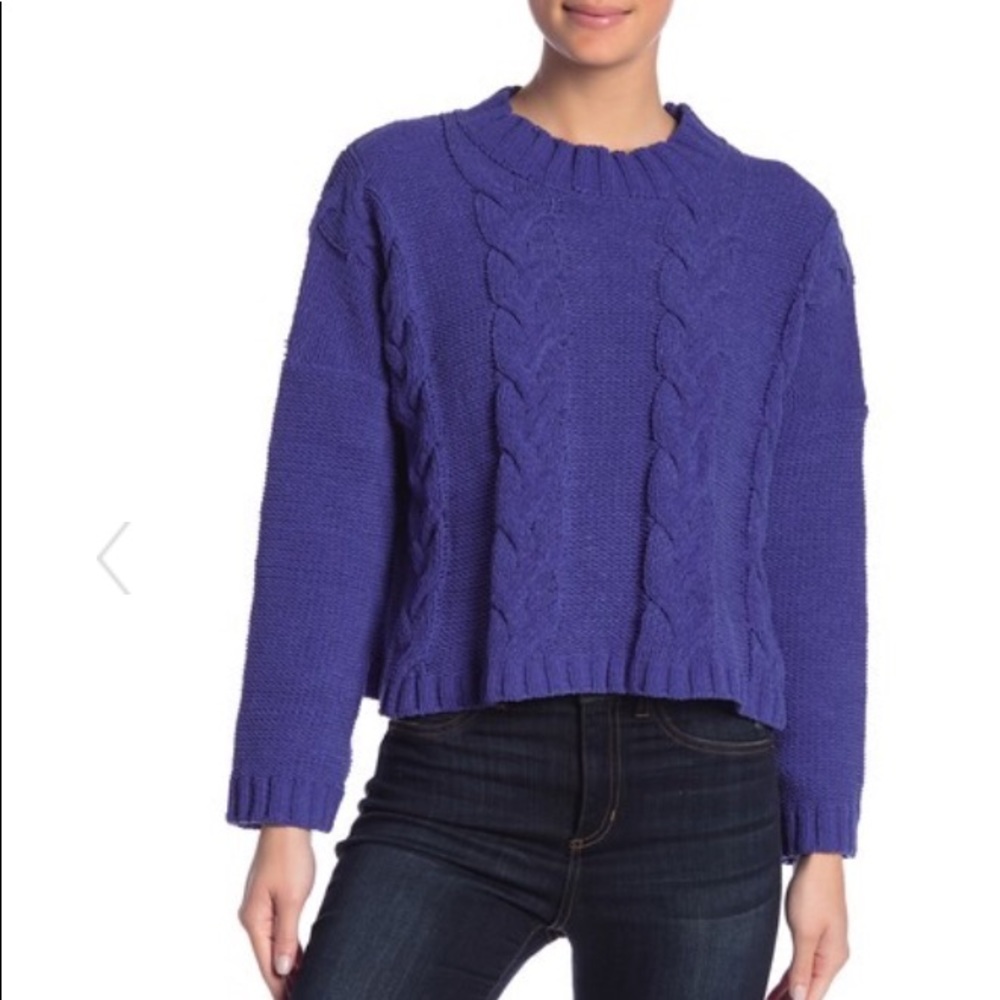 Cotton Emporium Chenille cable mock sweater